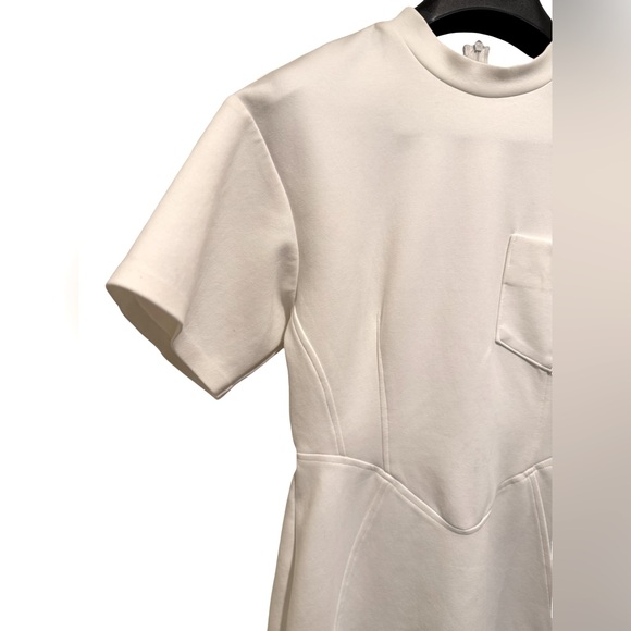 Manière De Voir EUC Size 4 Creamy White Short Sleeve Eiffel Tower Emblem Dress - Picture 3 of 10